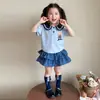 Vestido de Princesa Disney para Niña Verano 2026 Nuevo Cuadros Falda Abullonada Bebé Niña Conejito Judy Policía Conjunto de Dos Piezas