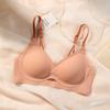 Ropa interior de verano sin costuras para mujer, pecho pequeño, fino, fruncido, sin aros de acero, antiflacidez, sensación de frescura, bonito sujetador para la espalda.