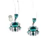 Pendientes de Zirconia Azul Verdoso de Lujo Ligero y Gama Alta para Mujer, Pendientes Colgantes con Incrustaciones Completas de Diamante en Aguja de Plata S925, Estilo Moderno y Elegante