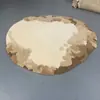 Tapete Redondo Irregular Artístico com Pelo Alto e Baixo Estilo Creme Tapete Feito à Mão com Tufting para Sala de Estar de Villa