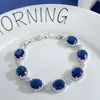 Pulsera Europea y Americana de Zirconia Transfronteriza, de Alta Gama, Moderna, Brillante y Exquisita Pulsera de Piedra Preciosa Ovalada Grande con Flores Pequeñas y Diamantes