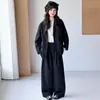 Elegante conjunto de traje para niñas, colección otoño 2026, nuevos pantalones de pierna ancha estilo coreano, un moderno conjunto de dos piezas para niños mayores