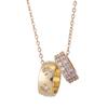 Collar de acero de titanio con colgante de anillo tallado con diamantes simples de estilo coreano para mujer, cadena de clavícula de moda con personalidad que combina con todo, venta al por mayor