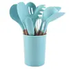 Conjunto de Utensílios de Cozinha de Silicone com Cabo de Madeira Atacado do Fabricante Conjunto de 12 Peças Espátula de Silicone Espátula Vazada Concha Colher de Cozinha Espátula Utensílios de Cozinha