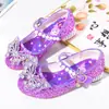Sapatos de Cristal Brilhantes para Crianças, Sapatos de Salto Alto para Meninas, Sapatos de Princesa Kuromi da Moda para Menininhas, Sapatos de Couro para Bebês