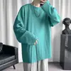 Camiseta Blanca Pura de Manga Larga para Hombre Otoño Primavera Ropa Interior Holgada Camisa Base Ropa de Otoño para Niños Top Delgado Moderno
