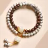 Pulsera de Sándalo Estilo Montaña Pu Tuo con Cuentas Bodhi de Estrella y Luna, Accesorios de Gato Quemado al Carbón, Cuentas Budistas de Oración Estudiantiles Unisex