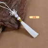 Pingente de Borla com Contas de Fio de Jade, Marcador de Livro Pulseira Tecida Feita à Mão, Borla de Nó Chinês, Pen Drive USB, Pingente de Borla com Contas de Jade para Roupa