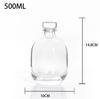 Transparente Escarchado Sellado Almacenamiento de Vino Bebida Embotellada Botella de Vino de Frutas Casero Botella de Licor Botella de Vidrio Vino Espumoso con Tapón de Madera