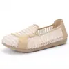 Zapatos de verano para mujer sin cordones de malla calada transfronteriza, cómodos para pies anchos, zapatos casuales ligeros de suela blanda para mujer