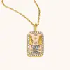 Moda Clásica Versátil Transfronteriza Europea y Americana Colgante Acero Inoxidable Chapado en 18K Goteo de Aceite Diamante Completo Constelación Cuadrado Colorido Collar
