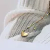 Cadena para Clavícula de Diseño de Nicho Accesorio Versátil Moda Europea y Americana Simple Estilo Ins Corazón Brillante Acero de Titanio Collar para Mujer