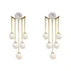 Brincos de Franja de Pérola de Alta Qualidade Design de Nicho Feminino Dois Brincos Stud Elegantes Celebridade Cyber Brincos de Luxo Leve Brincos