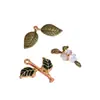 Colar com pingente de folha verde estilo floresta acessório DIY joia artesanal em liga com gota de óleo acessório corrente de celular chaveiro pingente