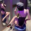 Uniforme de mujer policía traje de lencería sexy cosplay club nocturno encaje azafata seda negra seducción pijama sexy para mujer