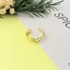 Anillo Abierto Geométrico de Acero Inoxidable Estilo Ins Europeo y Americano Transfronterizo Anillo de Ola de Verano para Mujer Titanio Acero Oro 18K