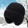 Gorros de Invierno para Hombre, Gorros a Prueba de Frío con Protección para las Orejas, Gorros de Punto, Gorros Transfronterizos de Imitación de Piel de Conejo, Gorros de Lana Gruesos y Cálidos con Forro de Felpa