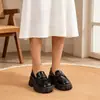 Sapatos Femininos Pretos, Sapatos Casuais Antiderrapantes, Sapatos de Couro da Moda para Primavera, Sapatos Femininos que Aumentam a Altura, Slip-Ons Plataforma de Solado Grosso