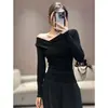 Primavera e Outono 260g Modal Rayon Cor Sólida Manga Longa Um Ombro 2026 Novo Slim Fit Top Básico