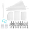 Conjunto de bicos de confeitar em aço inoxidável com 34 peças em estoque, raspador de bolo, utensílios de confeitaria, sacos de confeitar de silicone reutilizáveis