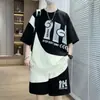Conjunto Deportivo Casual para Niños, Verano Holgado, Camiseta para Estudiantes Adolescentes, Conjunto de Shorts de Manga Corta de Marca de Moda