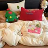 Juego de Cuatro Piezas de Leche Gruesa de Invierno Funda de Edredón de Felpa Doble Cara Sábana de Cama de Coral Fleece Funda de Edredón de Franela Ropa de Cama Cálida