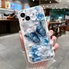 Aplicable a funda de teléfono Apple 18pro 17PROMAX Mariposa Azul TPU Funda Protectora IP16PRO Pétalos de Joya