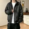 Chaqueta de aviador con cuello alto para hombre, cortavientos casual holgado de otoño, chaqueta de béisbol talla grande