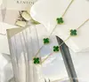 Colar trevo de quatro folhas cinco flores, aço titânio, banhado a ouro 18K, best-seller de live-streaming, moderno e versátil para mulheres, corrente de clavícula estilo coreano simples, atacado