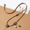 Corda de couro encerado corda de couro castanho claro cordão de colar dzi obsidiana cordão vertical para pendurar pingente corda de jade pingente de jade corda para pendurar