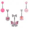 5 Piezas Europeos y Americanos más vendidos Anillo para ombligo con lazo incrustado de circón traje de anillos para ombligo joyería para piercing en stock venta al por mayor