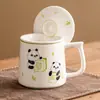 Caneca de Chá Panda Mahjong Pintada à Mão de Fábrica, Caneca de Escritório de Alto Padrão, Caneca de Cerâmica com Separador de Água e Chá com Liner