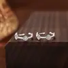 Prata de Lei S999 Prata para Pé Trevo de Quatro Folhas Clipe de Orelha Novo Moda Feminina Brincos Elegantes Simples Versátil Joia de Orelha de Alto Padrão