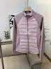 Chaqueta acolchada de retazos de lana de corte entallado con cuello alto para otoño e invierno para mujer 13132