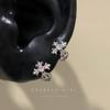 Aretes Colgantes Flor de Lirio Azul para Mujer, Clavos de Hueso de Oreja de Diamante Colorido de Nicho de Alta Gama, Anillos y Aretes de Hueso de Oreja con Diseño Único