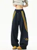 Calça de Três Listras Masculina 2025 Primavera Nova Marca Tendência Retro Americana Bordado de Letras Solta Reta Casual Longa