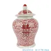 Porcelana Azul y Blanca de Jingdezhen Rojo Bajo Esmalte "Doble Felicidad" Tarro General Sala de Estar Boda Jarrón Adorno Decorativo Cerámica Regalo de Negocios