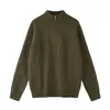Nuevo suéter de punto unisex de otoño, con media cremallera, cuello medio-alto y hombros caídos, top de punto casual