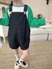 Roupas infantis Zuo Xiaoran 2024 primavera estilo coreano meninos e meninas etiqueta de desenho animado jeans moda casual shorts com suspensório