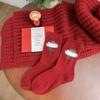 Meias de Lã Vermelhas Ankora para Crianças Outono e Inverno Presentes de Ano Novo Meias Vermelhas Espessas Quentes Ano do Coelho