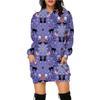 Vestido suéter de punto largo con capucha y bolsillos estampado de Halloween para mujer, comercio exterior 2024 Amazon transfronterizo europeo y americano