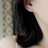 Hebilla para Oreja Estilo Coreano Dongdaemun Plata Esterlina 925 Lazo Hebilla para Oreja para Mujer Argolla Pequeña Temperamento Aretes Pequeños para Dormir Sin Pinchar