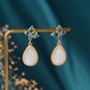 Estilo palácio design brincos traje antigo Hanfu meninas estilo chinês retro brincos borboleta esmalte Hetian brincos de jade