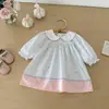 Vestido de Algodón Color Block de Estilo Nuevo para Bebés y Niñas Pequeñas Dianxi Spring, Vestido Sencillo con Estampado de Dibujos Animados Lindos