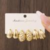 Personalidad Transfronteriza Europea y Americana Simple Lujo Ligero Gota de Agua Patrón Martillado Set de Aretes Acrílico Geométrico de Moda y Versátil Joyería para Orejas