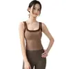Top de yoga tipo dos piezas para mujer con cuello cuadrado, tirantes anchos de contraste, copas incorporadas y diseñado para usarse sin sujetador, adecuado para deportes al aire libre