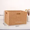 Cesta de Almacenamiento Tejida Caja de Almacenamiento para Escritorio Mesa de Café Caja de Almacenamiento para Ropa y Cosméticos Caja de Almacenamiento de Cesta de Ratán