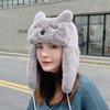 Chapéu para Outono e Inverno, Estilo Coreano, Versátil, Moderno, com Orelhas de Gato, Chapéu Feminino Doce e Fofo, Fofo, Forrado com Fleece, Quente, Protege as Orelhas, Chapéu Lei Feng de Algodão, À Prova de Frio