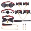 Conjunto Sexy SM com Laço e Sino, Escrava Feminina Bondage Conjunto de 8 Peças, Algemas, Mordaça de Boca, Adereços de Bondage, Drop Shipping
