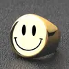 Anillo de Acero Inoxidable de Moda con Cara Sonriente Grabada con Láser Redonda de 22 mm, Venta Caliente Transfronteriza Europea y Americana en Amazon, Venta al por Mayor